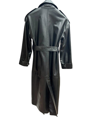 Oversize Long Length Black Leather Coat for Women Roxanne.