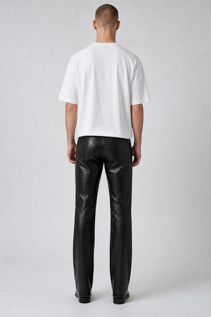 Hilda Leather Men's Black Genuine Lamb's Nappa Leather Straight Leg Pants