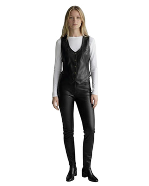 Classic Genuine Leather Vest Black for Women Mayda.