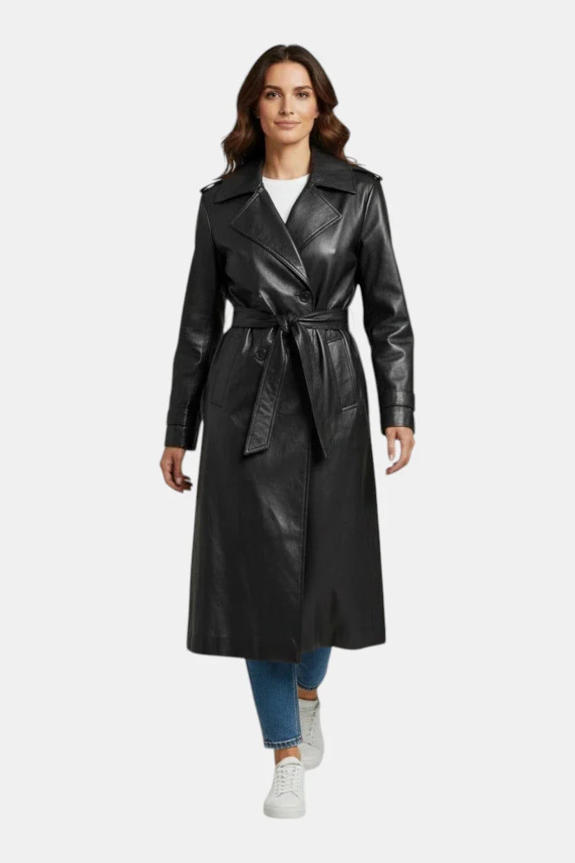 Women's Black Genuine Leather Jacket with Fur Hood – Reversible