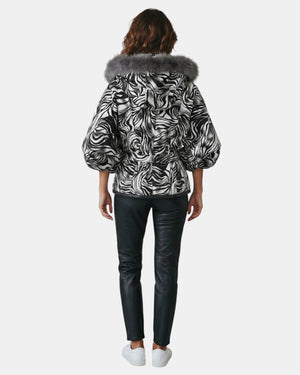 Symrna Women's Black Genuine Leather Jacket – Reversible Side Virtual Model View – Hilda Leather Antalya Turkey