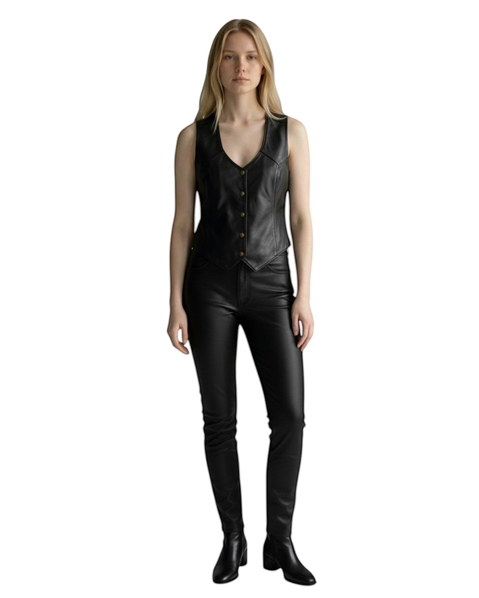 Classic Genuine Leather Vest Black for Women Mayda.