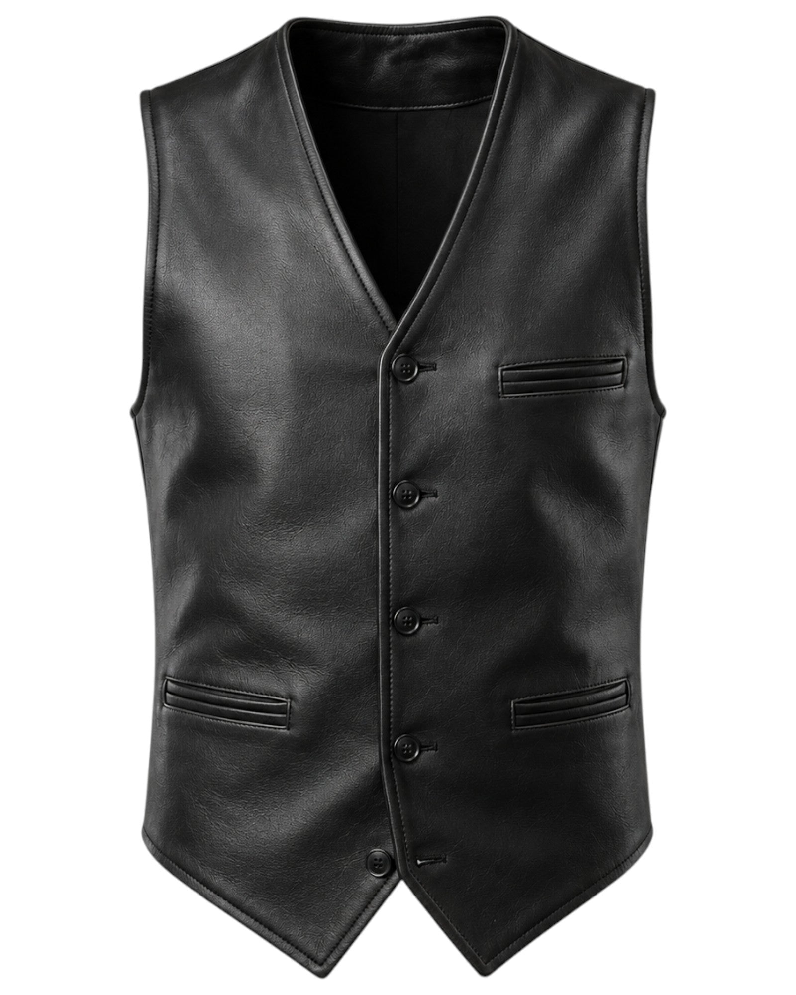 Men's Genuine Leather Waistcoat Black | Hilda Leather