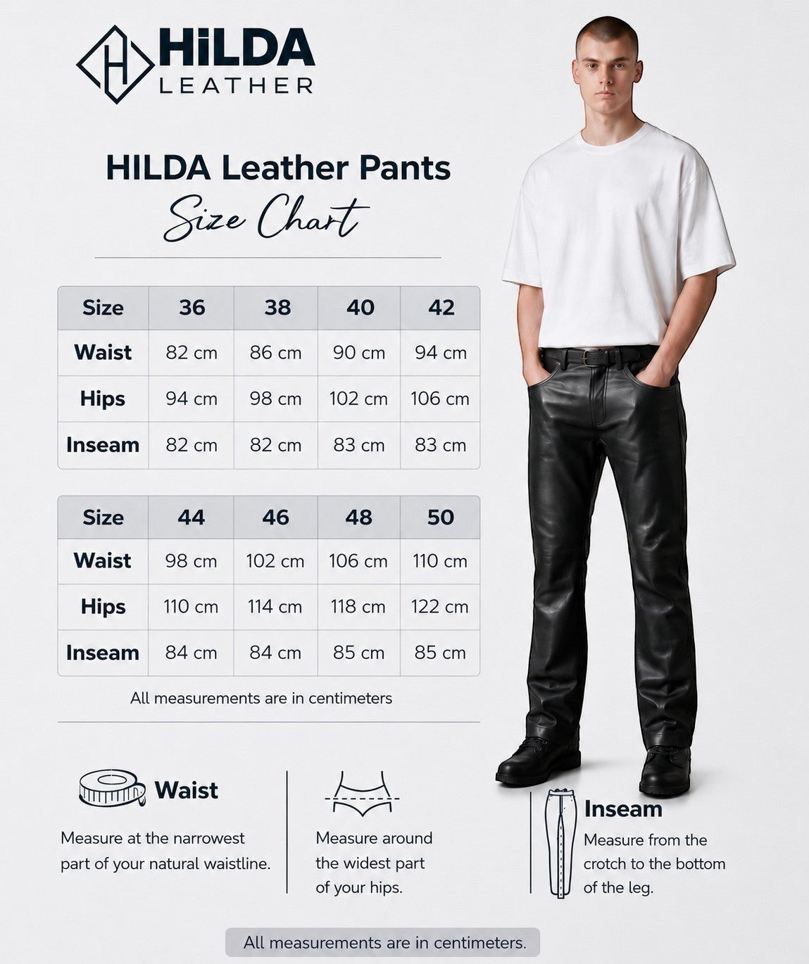 Hilda Leather Men's Black Genuine Lambskin Straight Leg Pants, soft and durable, ideal for everyday or special occasions. Model Xerxes.