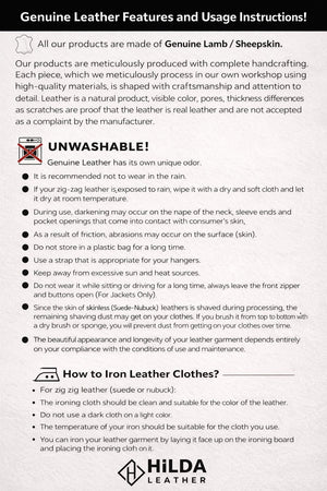 Hilda Leather men's plus size genuine lambskin jacket in shadow brown with quilted seams and four front zipper pockets.