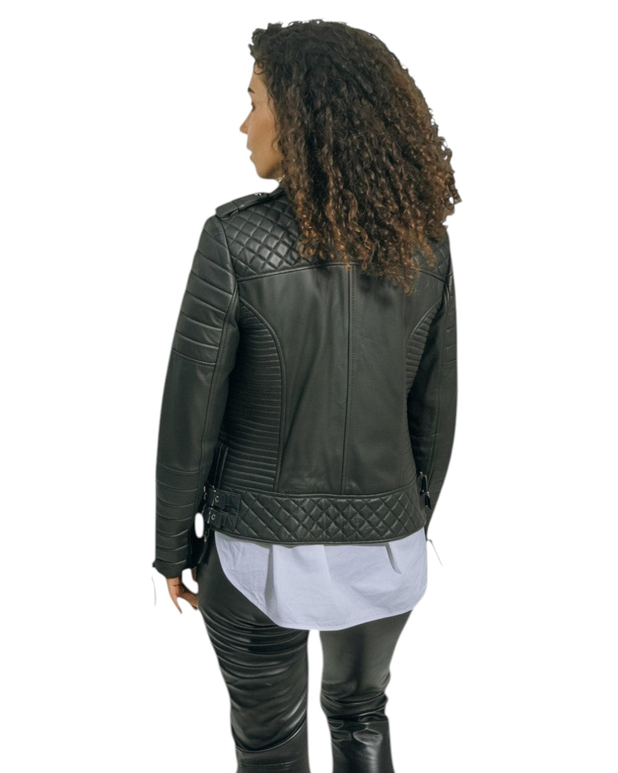 Hilda Leather Venice jacket — back view, slim fit silhouette