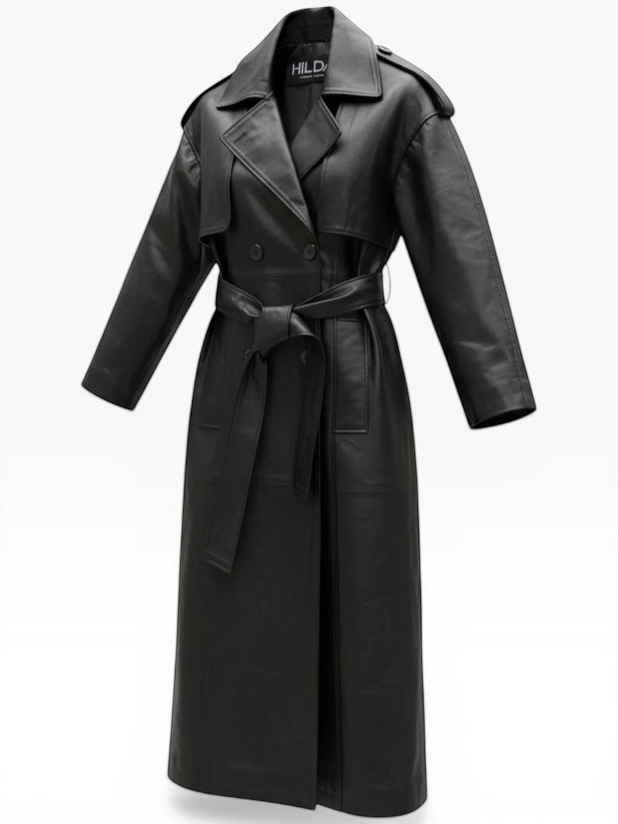 Hilda Leather Roxanne trench coat — full product shot on white background