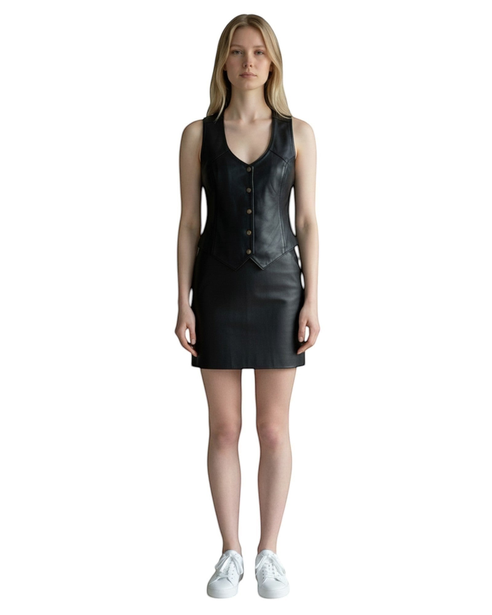 Classic Genuine Leather Vest Black for Women Mayda.