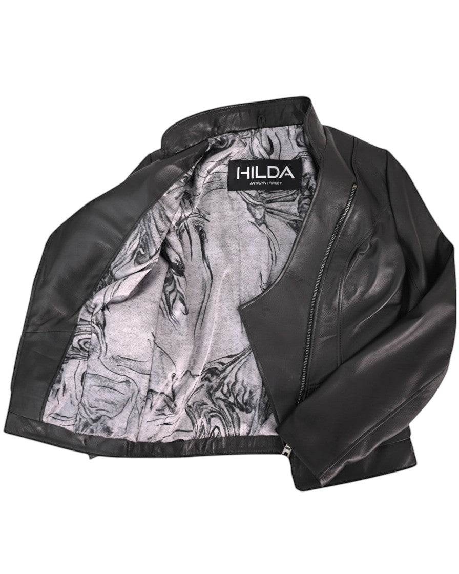 Hilda Leather Love jacket — interior Lycra lining detail