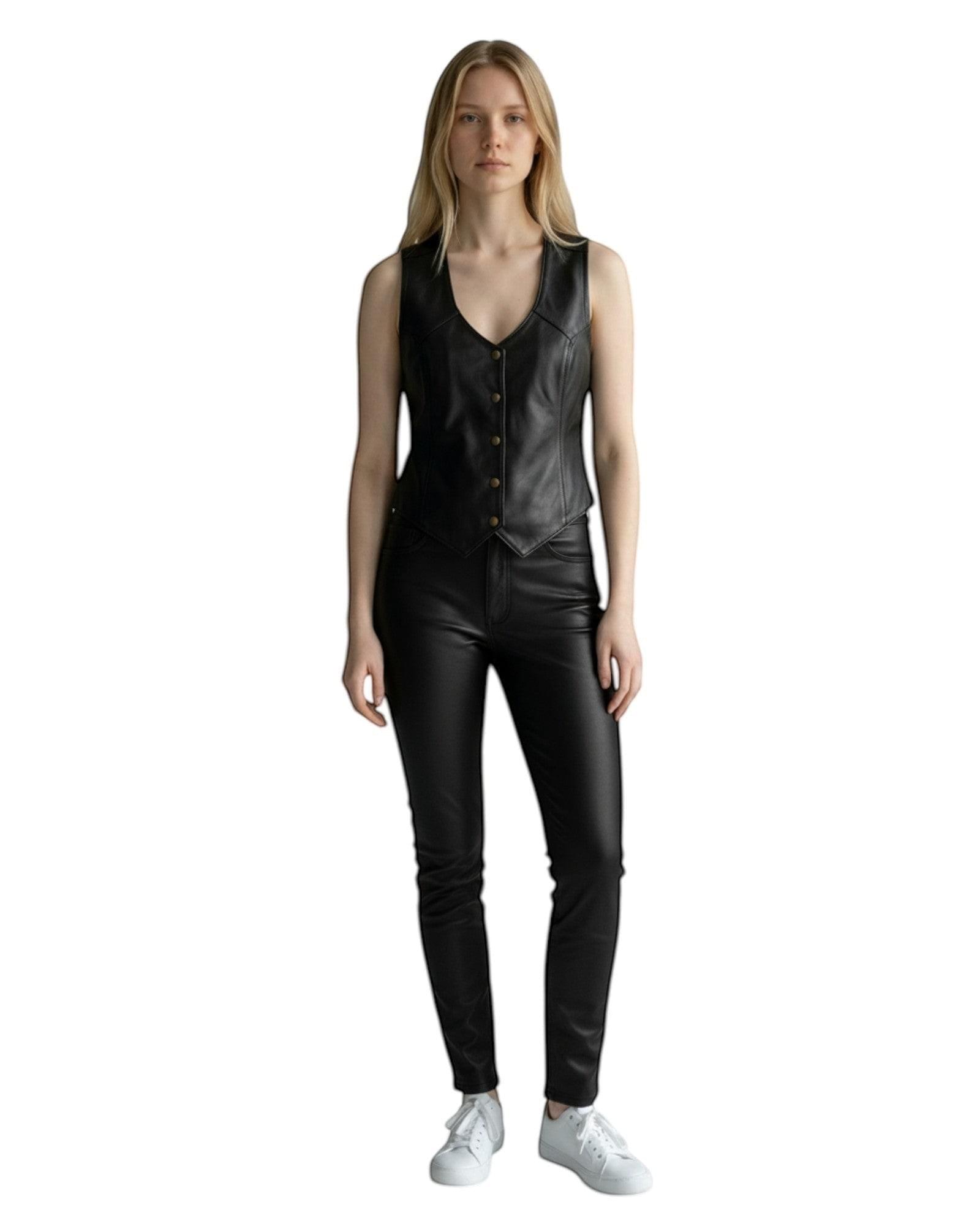 black leather dress vest Apexfwdt Men's Leather Vest Casual Western Vest Jacket Lightweight V-Neck Suit Vest Waistcoat Leather Classic Motorcycle Leather Vest for Men, Size: