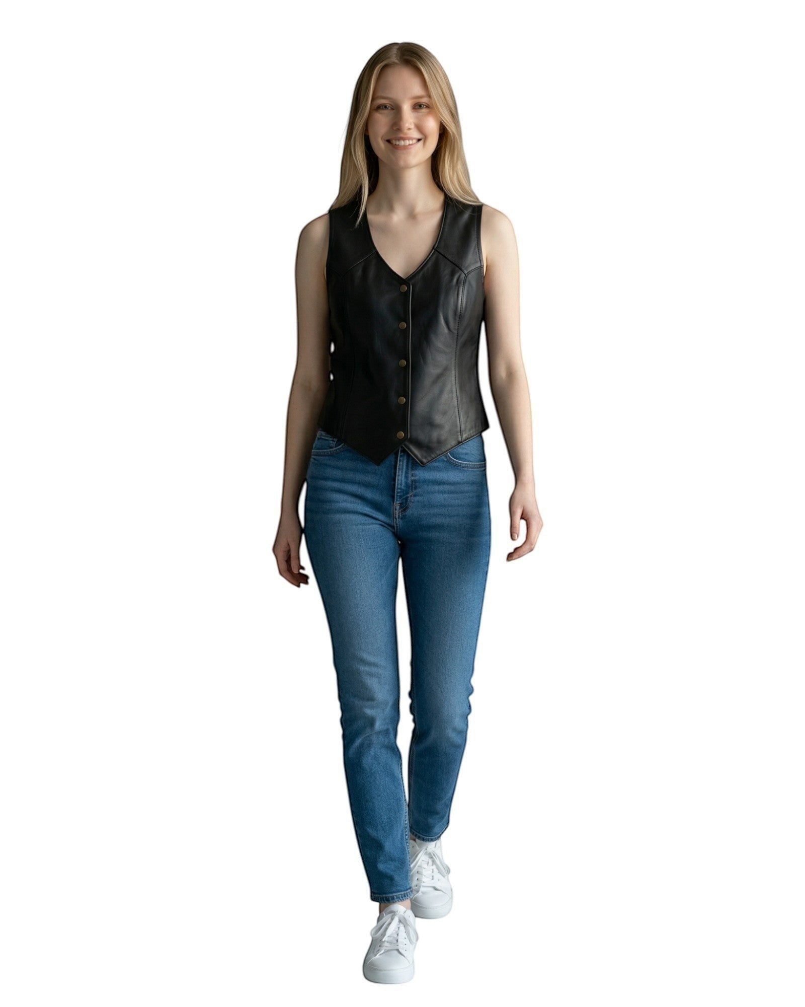 Classic Genuine Leather Vest Black for Women Mayda.